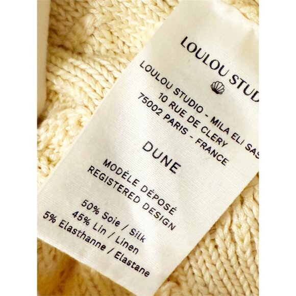 REVOLVE Loulou Studio Paris butter yellow knit crop top midi silk & linen yarn M - Picture 5 of 9